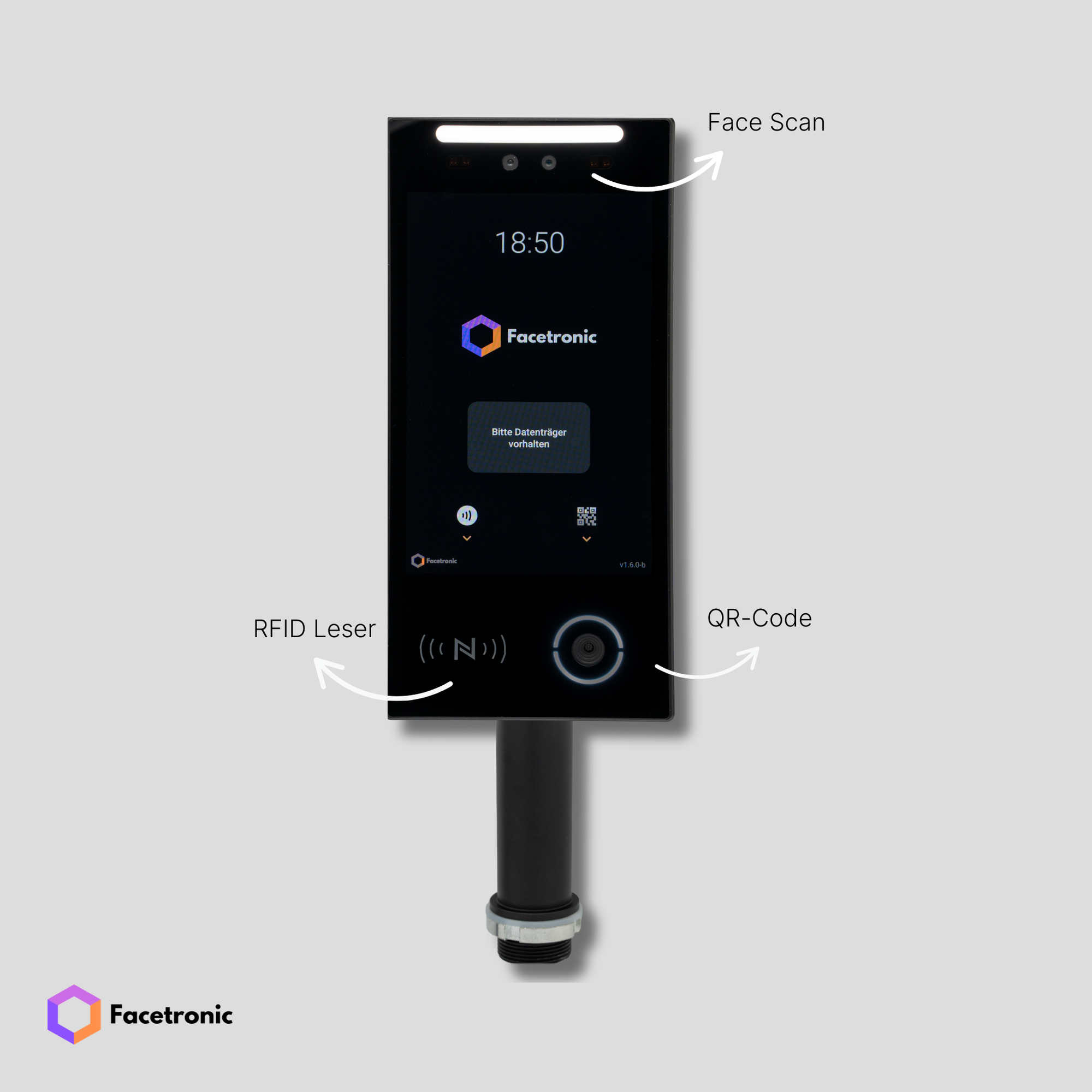 Facetronic IDA Leser Drehkreuzmontage